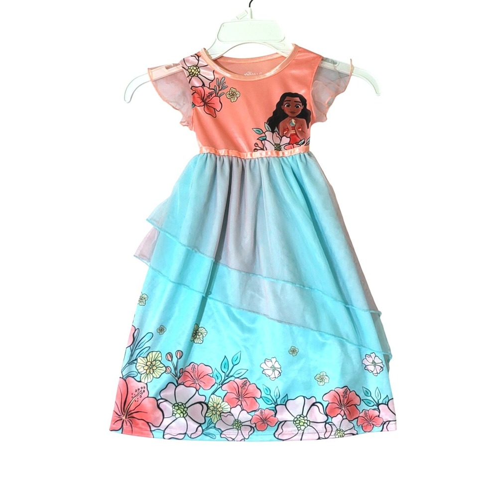 Moana Disney Nightgown 2T Girls Pink Blue Sleepwear